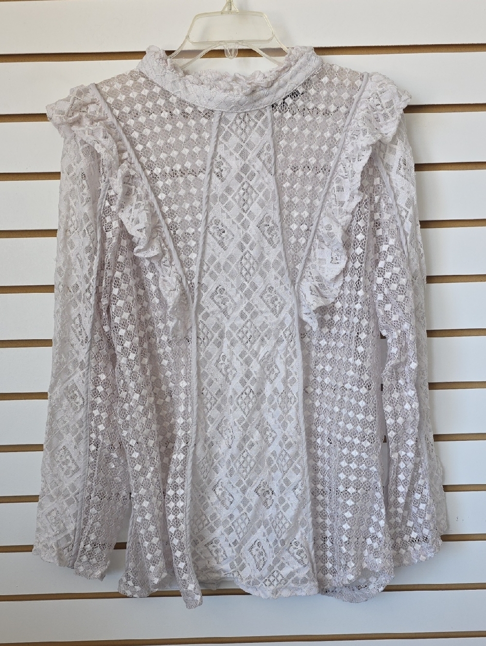 Suzanne Betro White Lace Ruffled Victorian Sheer Blouse 3x